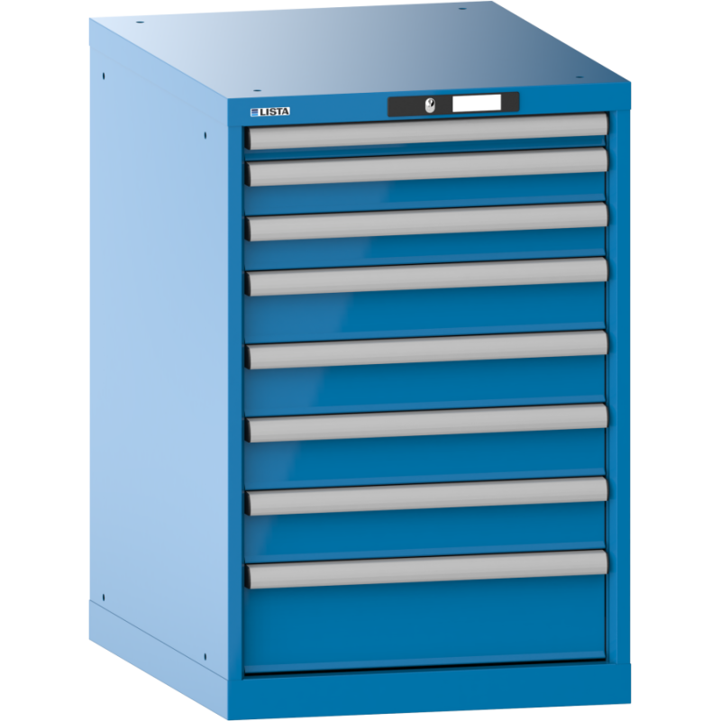 Armoire à tiroirs Lista 27x36E H 85 x L 56,4 x P 72,5 cm 8 tiroirs (1 x 5, 2 x 7,5 x 4 x 10 et 1 x 15 cm) Key Lock