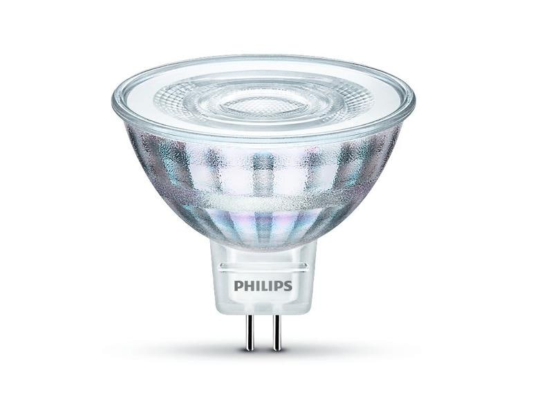 Philips Lampe 4.4 W (35 W) GU5.3 Warmweiss Warmweisses LED-Leuchtmittel MR16 mit klarem Glas
