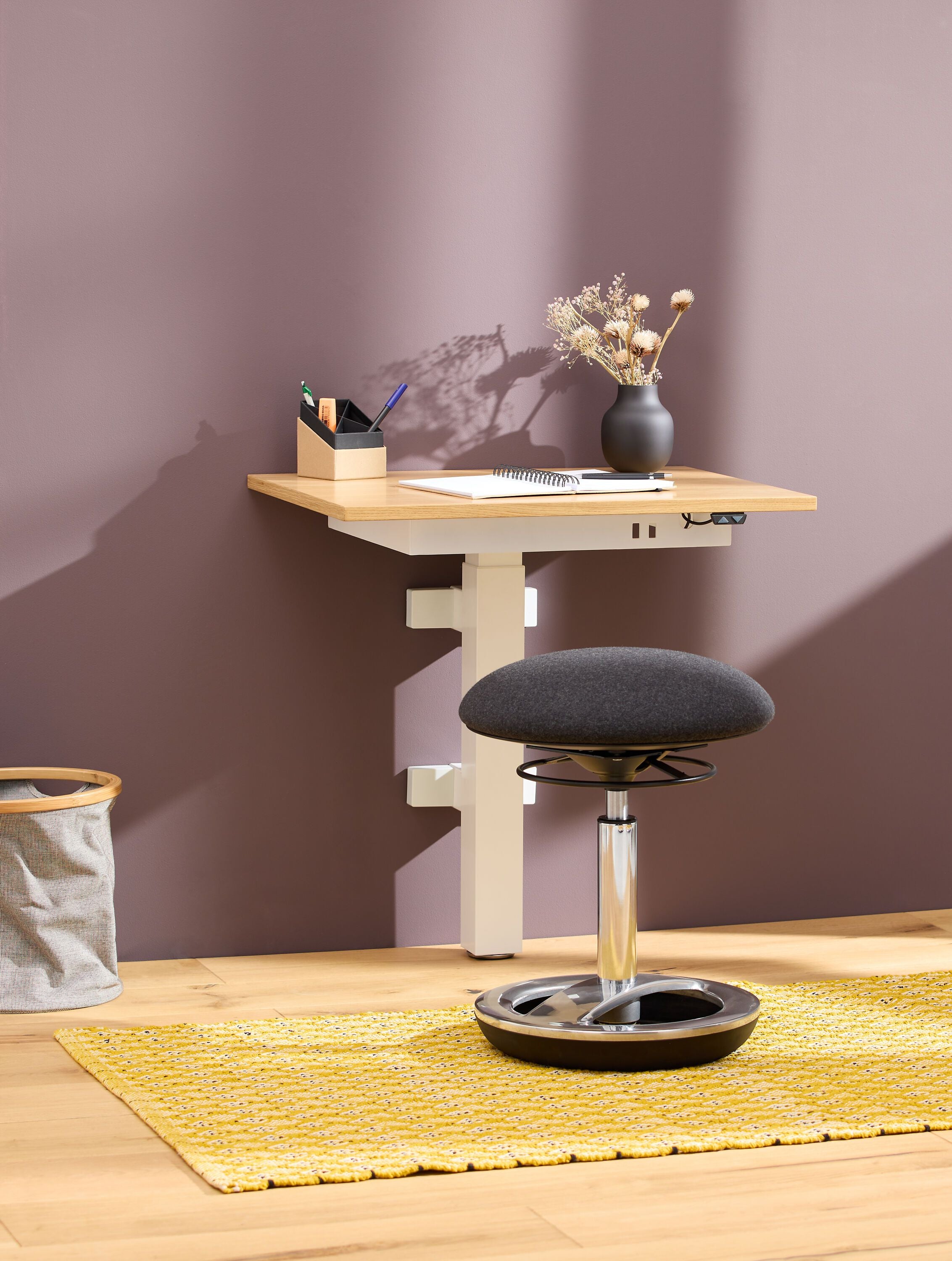 FLEXCUBE Wandtisch höhenverstellbar - Eiche / B: 65.0 cm x T: 50.0 cm x H: 62.5 cm