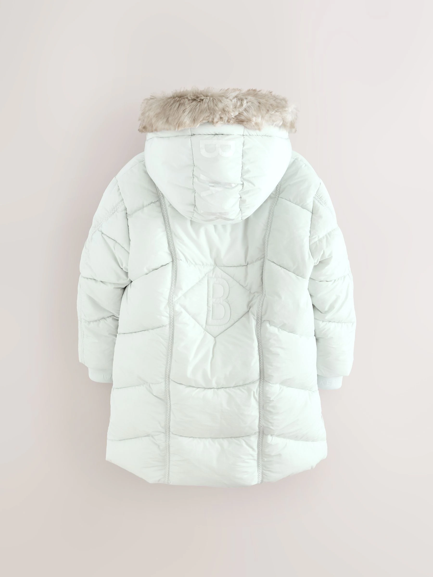 Mintgroen - Baker by Ted Baker - Regenbestendige gewatteerde jas met strikzak en V-vormige print