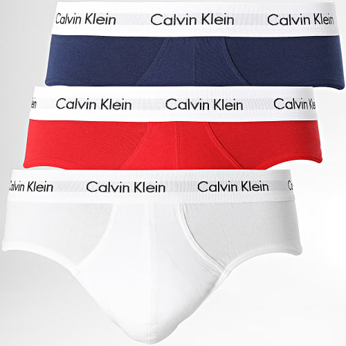 Lot De 3 Slips U2661G Blanc Bleu Marine Rouge