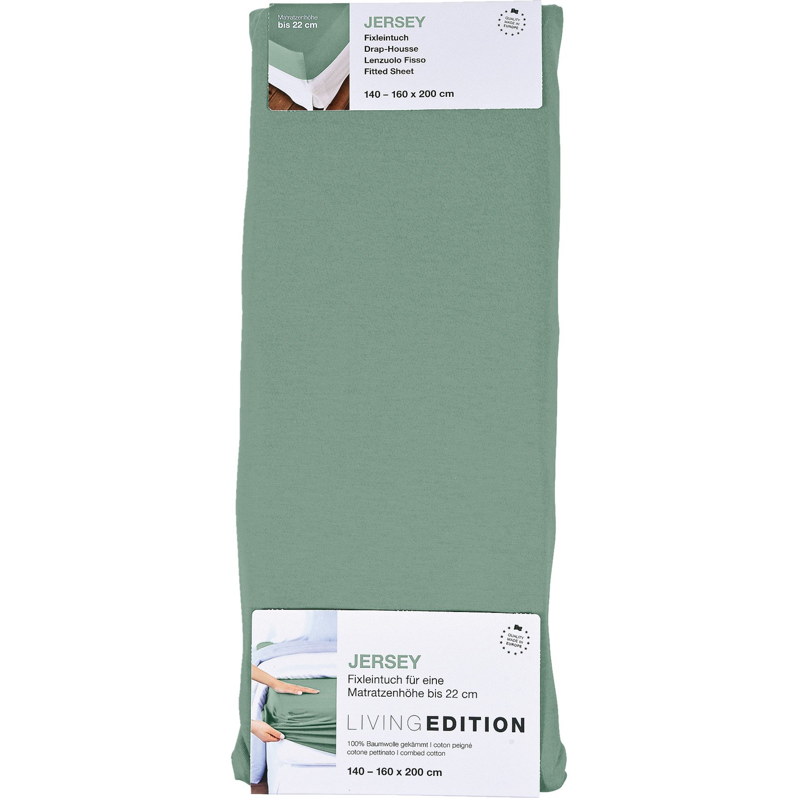 Living Edition Jersey-Fixleintuch 140 160x200, salbei