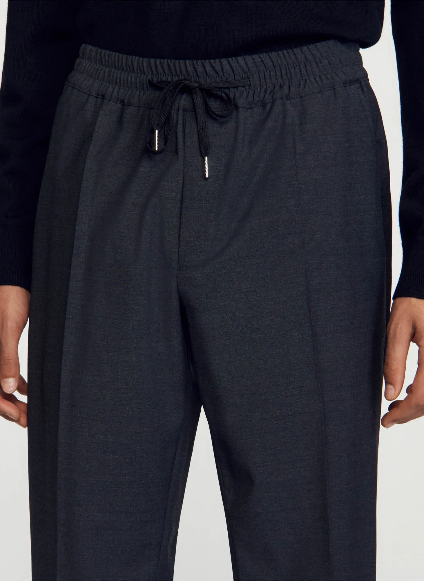 Pantalon droit élastiqué | Gris