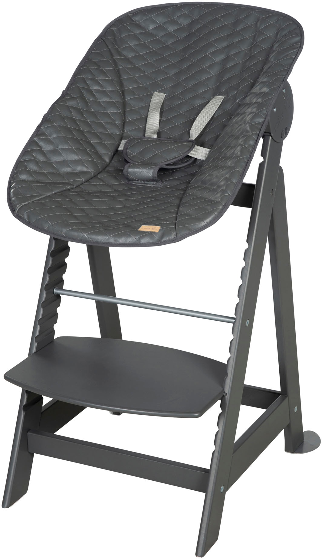 roba® Hochstuhl »Born Up, anthrazit, mit Neugeborenen-Aufsatz, graphite gesteppt« (Set)