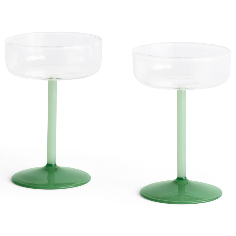 Hay  Tint Coupe champagne glas set van 2 Clear Green