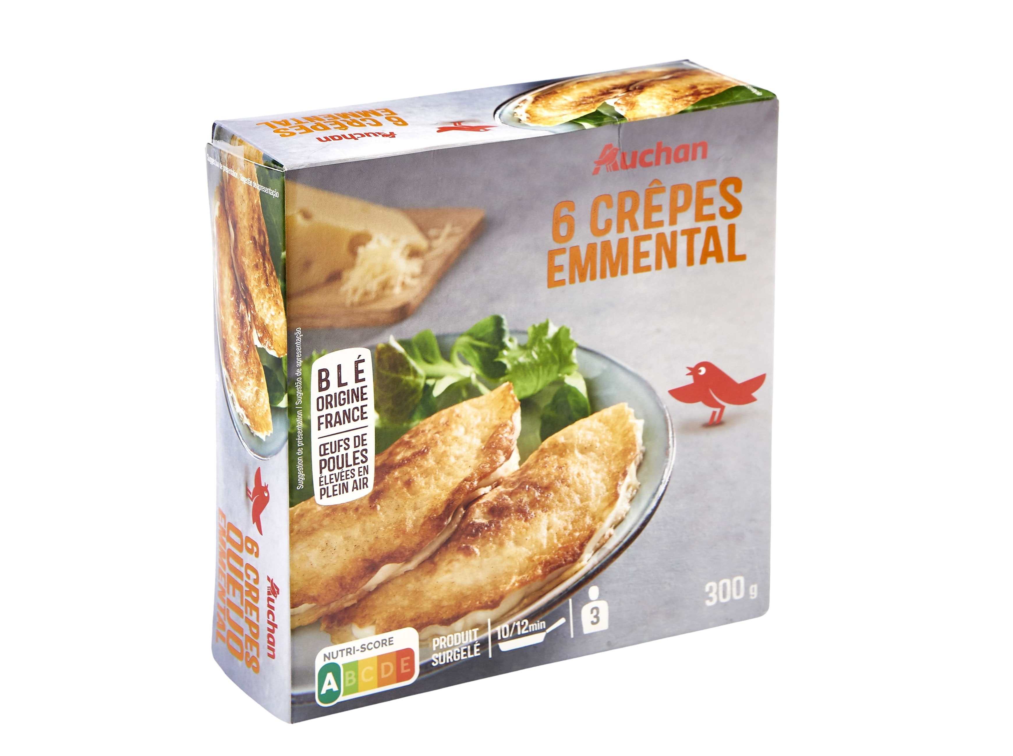 CREPES AUCHAN QUEIJO EMMENTAL 6UN 300G