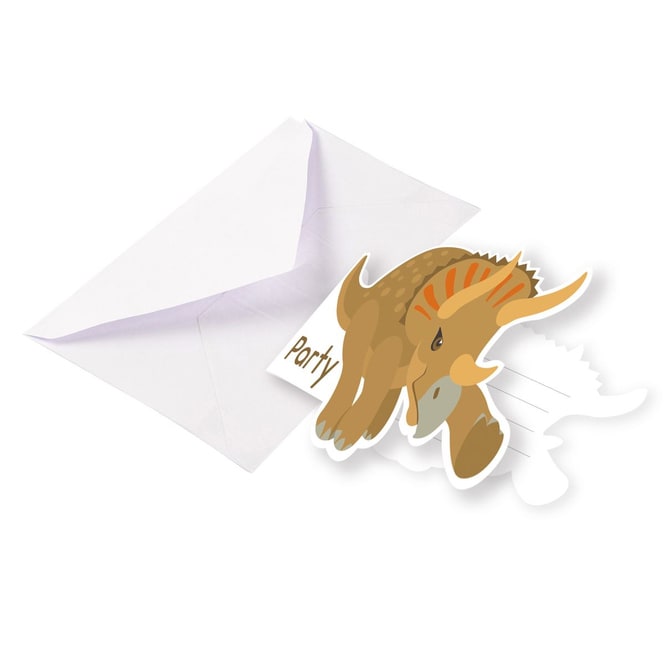 8 Einladungskarten - Happy Dino - mit Umschlag - ca. 8,5 x 12,7 cm