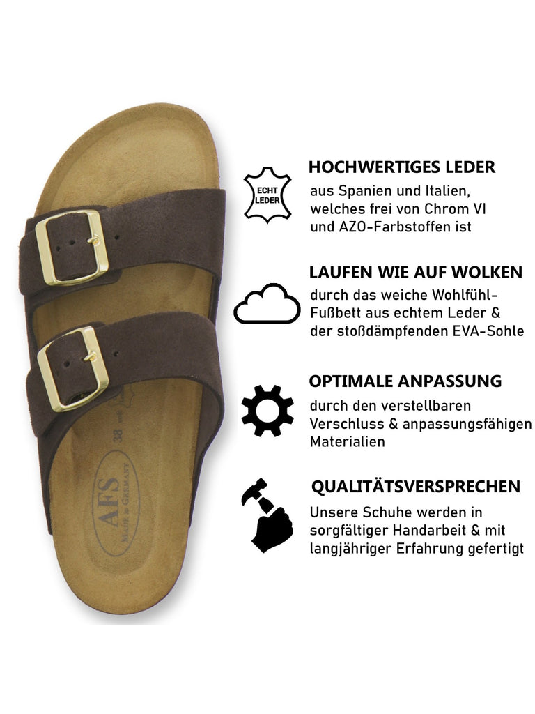 Pantoletten Damen Zweischnaller espresso