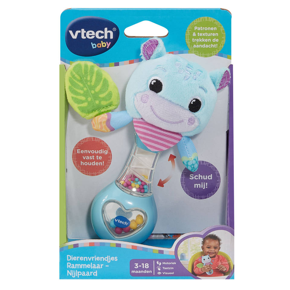 VTech Baby dierenvriendjes rammelaar nijlpaard - blauw