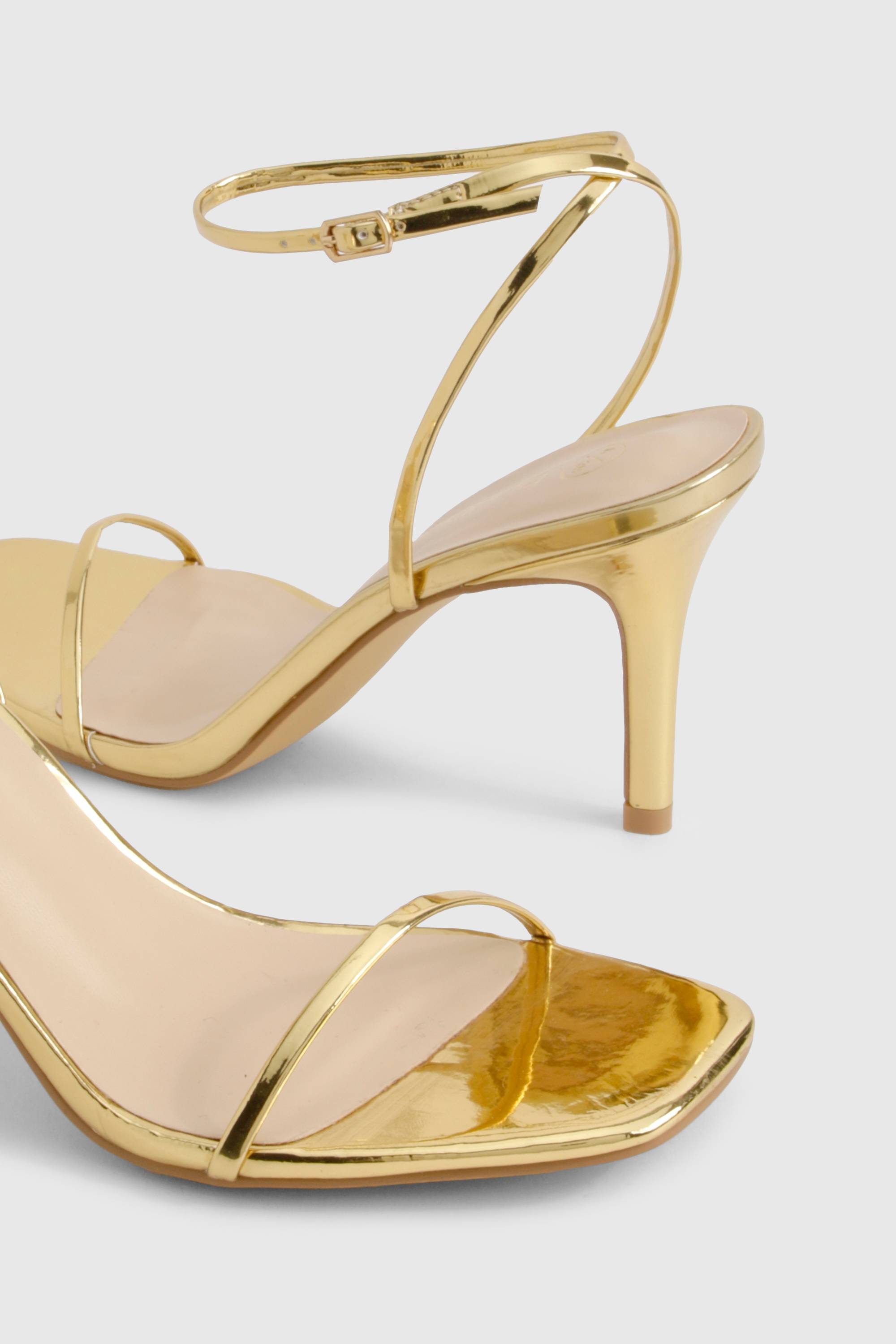 boohoo Metallic Barely There Low Stiletto Heels