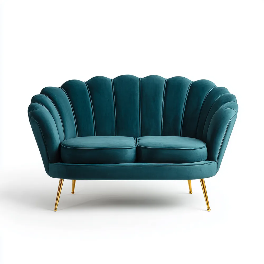 2-Sitzer-Sofa Samt 150x85x75 cm – Petrolblau – Vintage Design