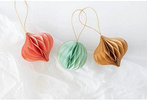 Folia - Honingraat Ballen - Kersthanger Set van 3 - Turkoois, Rosé, Beige