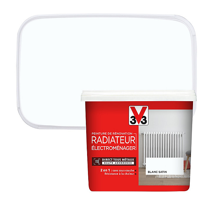 Peinture de rénovation radiateur électroménager V33 blanc satin 0,75L