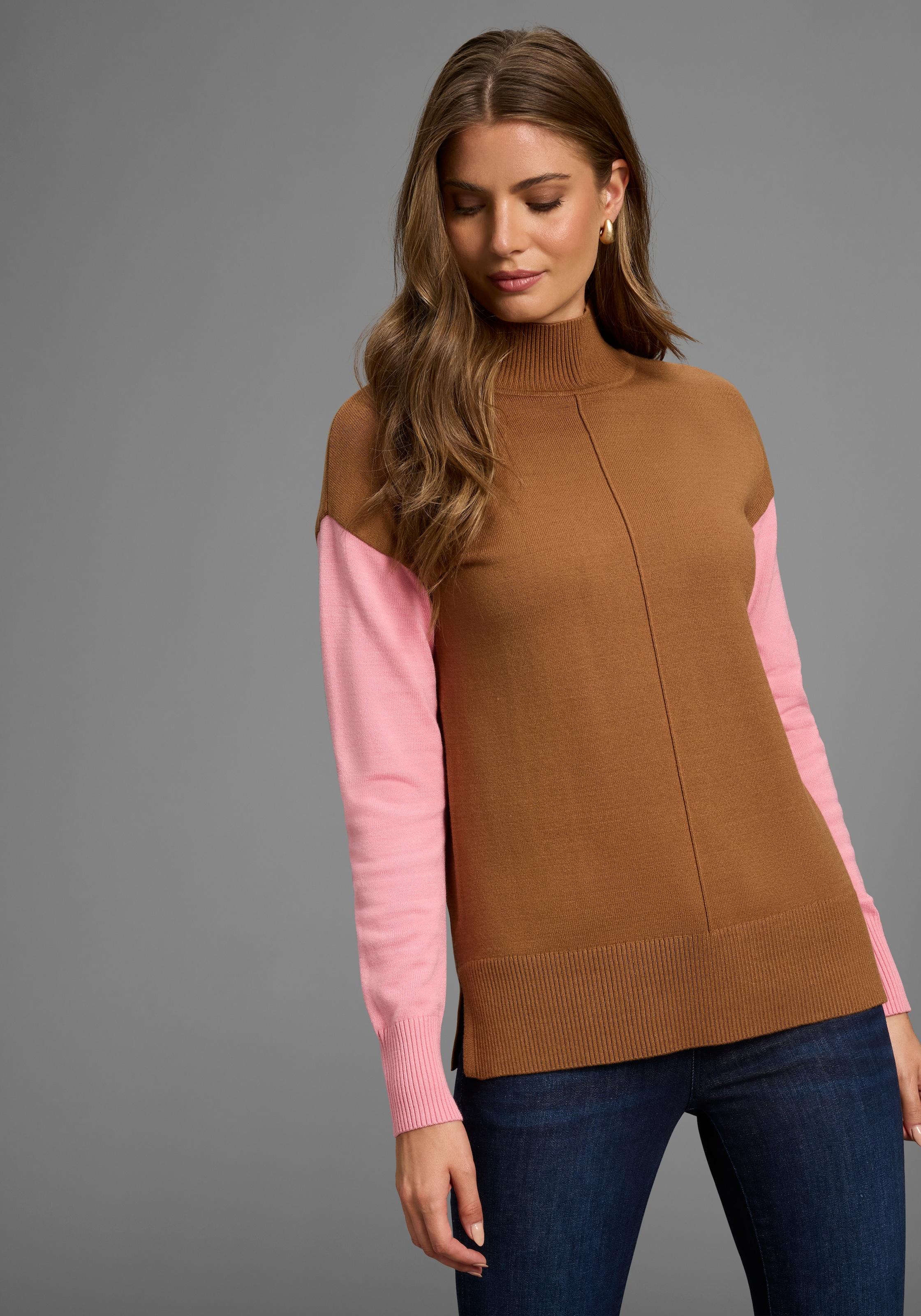 HECHTER PARIS Rollkragenpullover , mit Kontrastarm - NEUE KOLLEKTION