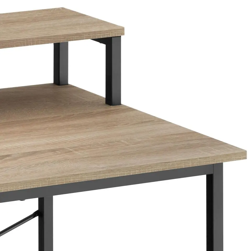 tectake Bureau met plank en organizer, Industrieel Licht Hout, Eiken Sonoma