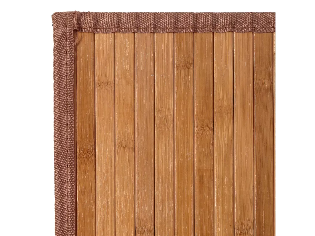 Tapis de sol antidérapant, moquette à rayures en bambou coloris naturel - Longueur 300 x Profondeur 200 cm