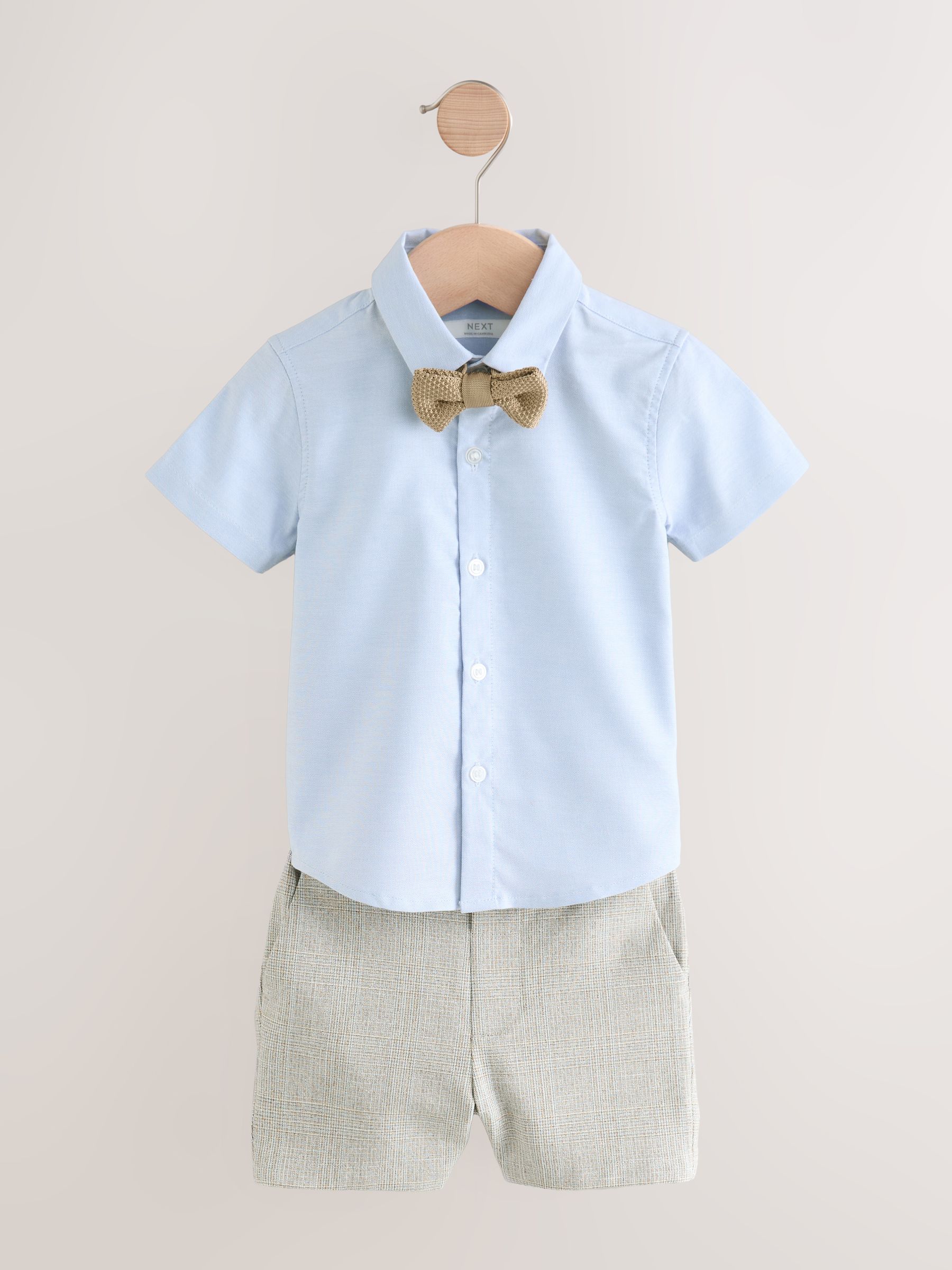 Naturel bruin - Set van gilet, overhemd en vlinderdas (3 mnd - 9 jr)