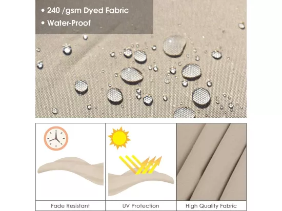 Parasol Déporté Carré 3M avec Base en Croix Poteau en Aluminium Rotatif à 360° Manivelle Inclinable 8 Baleines Beige