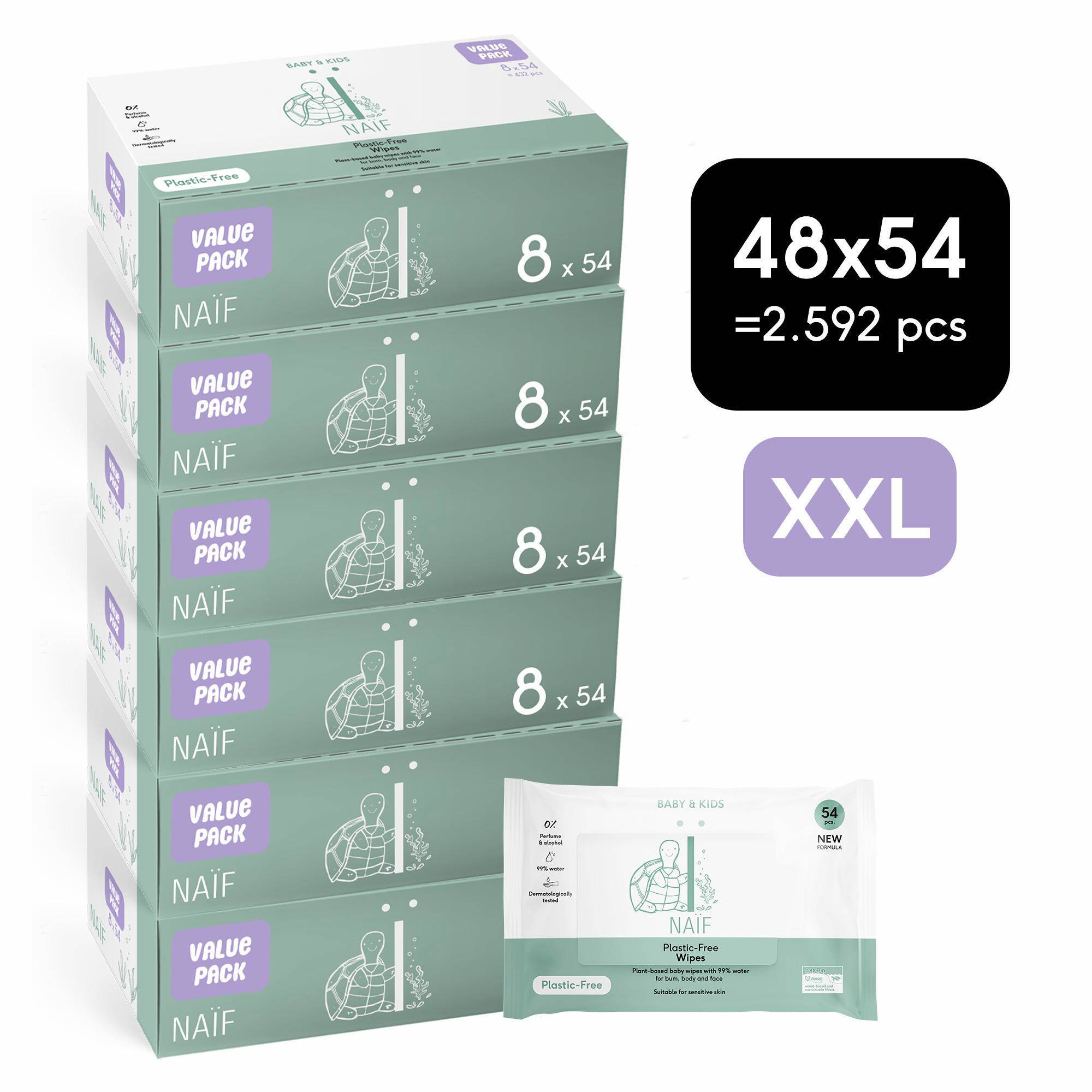 NAÏF 48 stuks - plasticvrije water billendoekjes