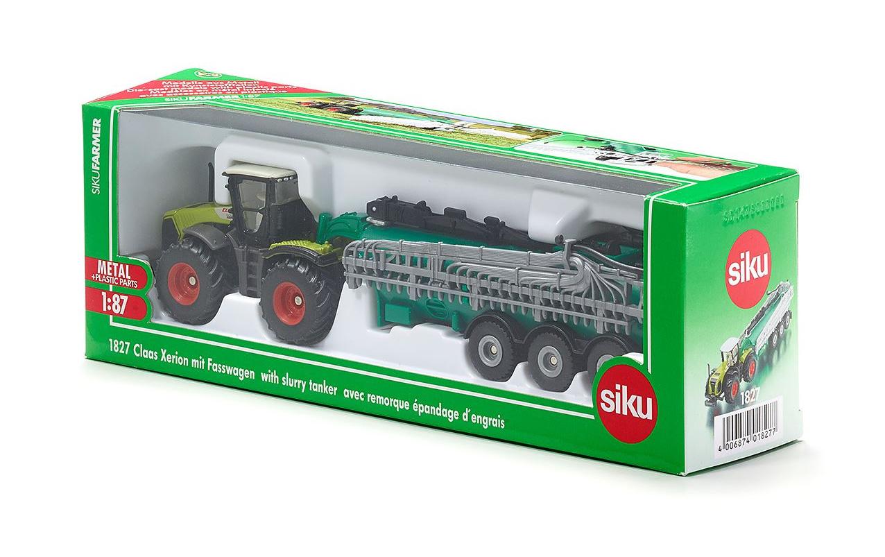 Traktor Claas Xerion 5000 mit Fasswagen 1:87H0 Claas Xerion 5000 Traktor Modell mit Samson 3-Achs Fasswagen