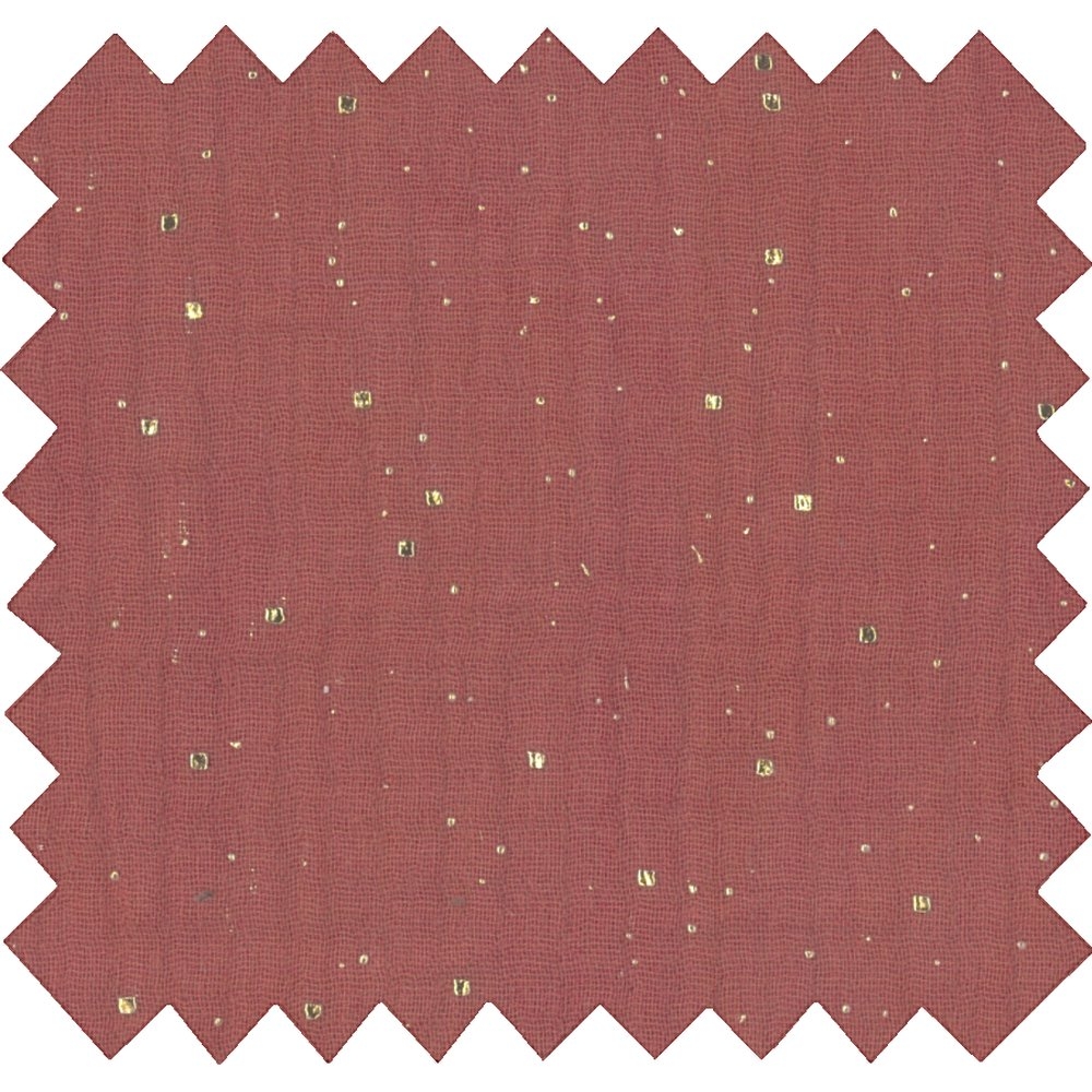 Coupon Tissu 50 Cm Gaze Pois Or Rouille