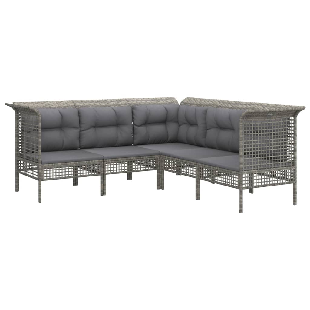 Salon de jardin meuble d'extérieur ensemble de mobilier 13 pièces avec coussins gris résine tressée