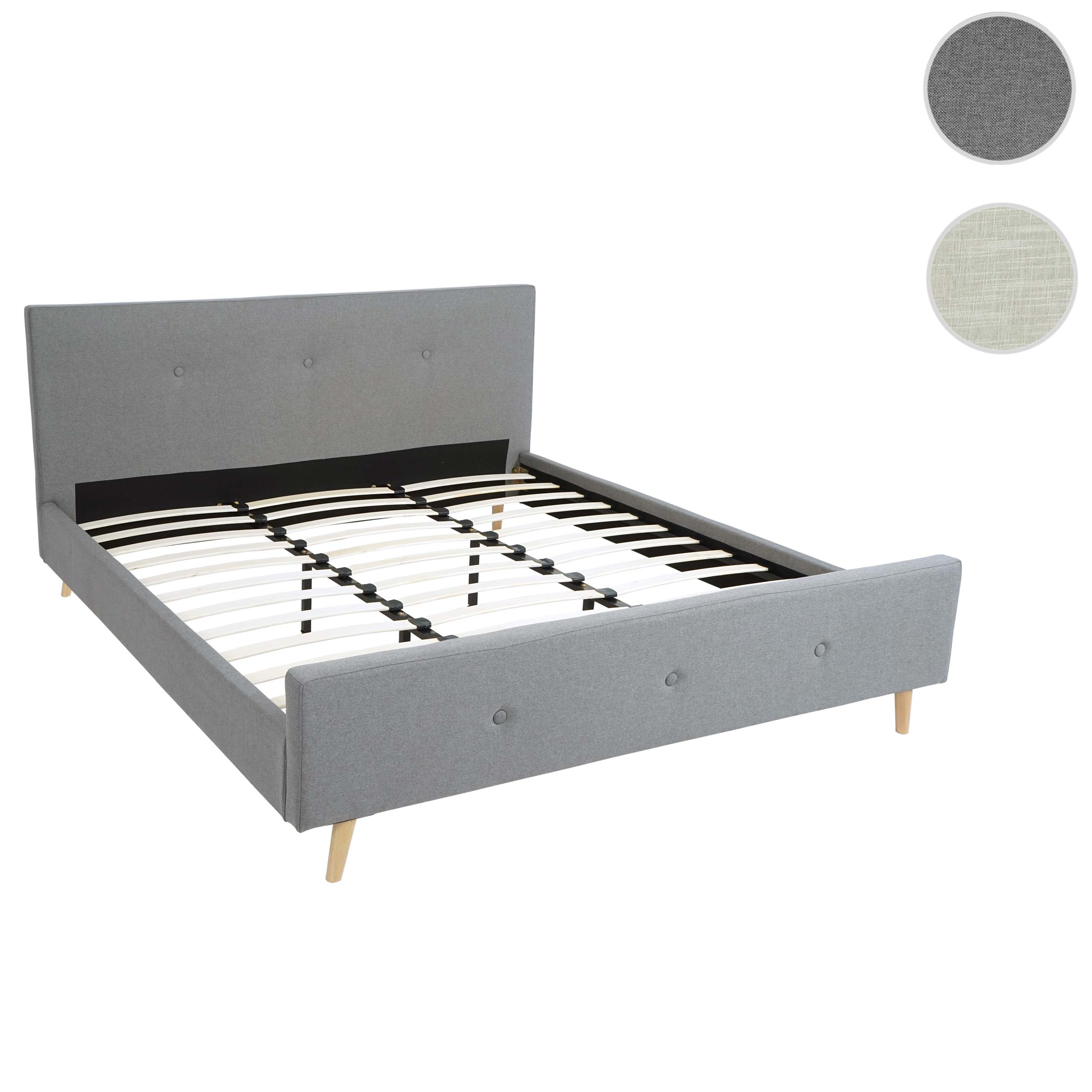 Polsterbett MCW-J98, Bett Doppelbett Bettgestell mit Lattenrost, Massivholz ~ 180x200cm grau