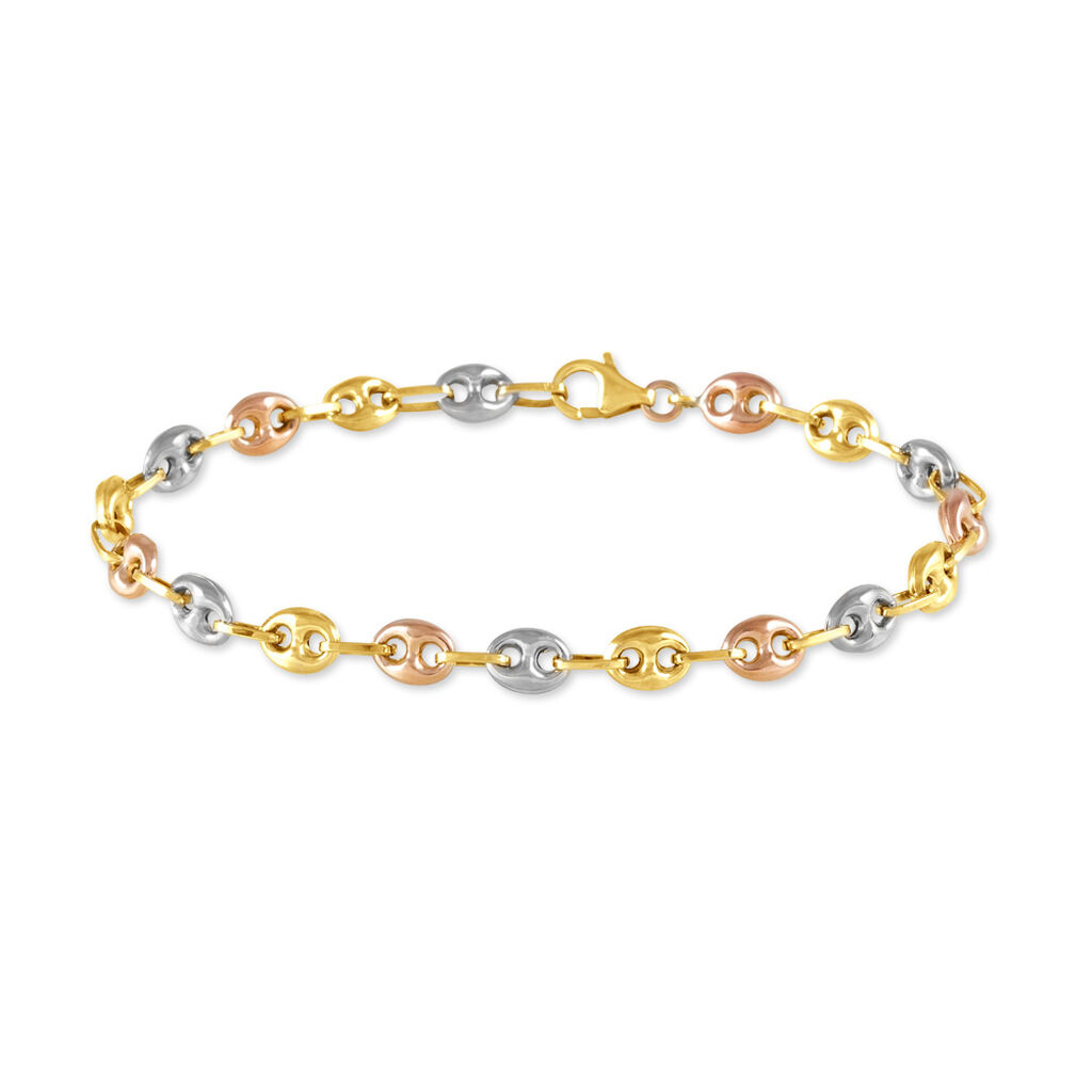 Bracelet Dami Maille Grain De Cafe Or Tricolore