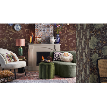 WOOOD fauteuil Stone warmgroen velvet structuur met leuning rechts