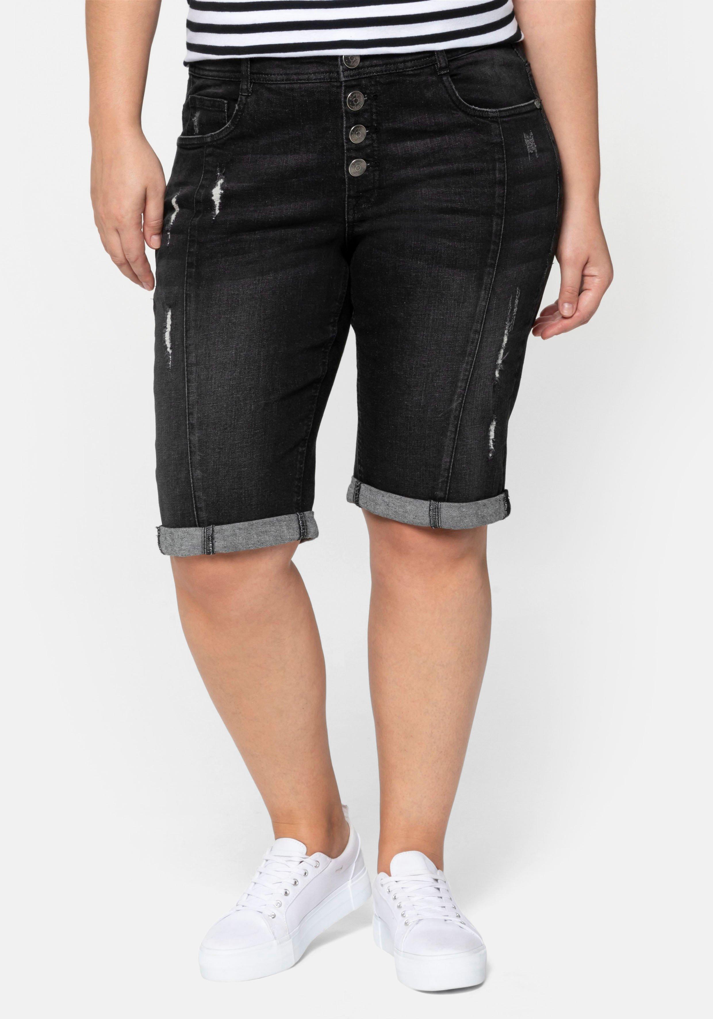 Jeansbermudas im Used-Look