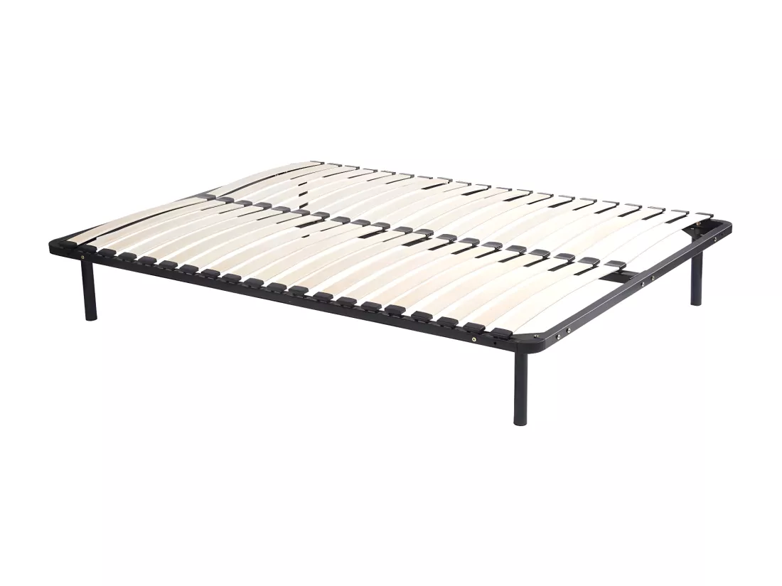 Ensemble 160 x 200 cm cadre à lattes + matelas ressorts ensachés surmatelas intégré ép.28cm - BLACK DREAM de YSMÉE