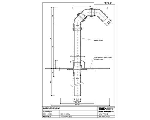 TopWet kabelwartel met geïntegreerde bitumenmof NW 50 H = 200+523 mm