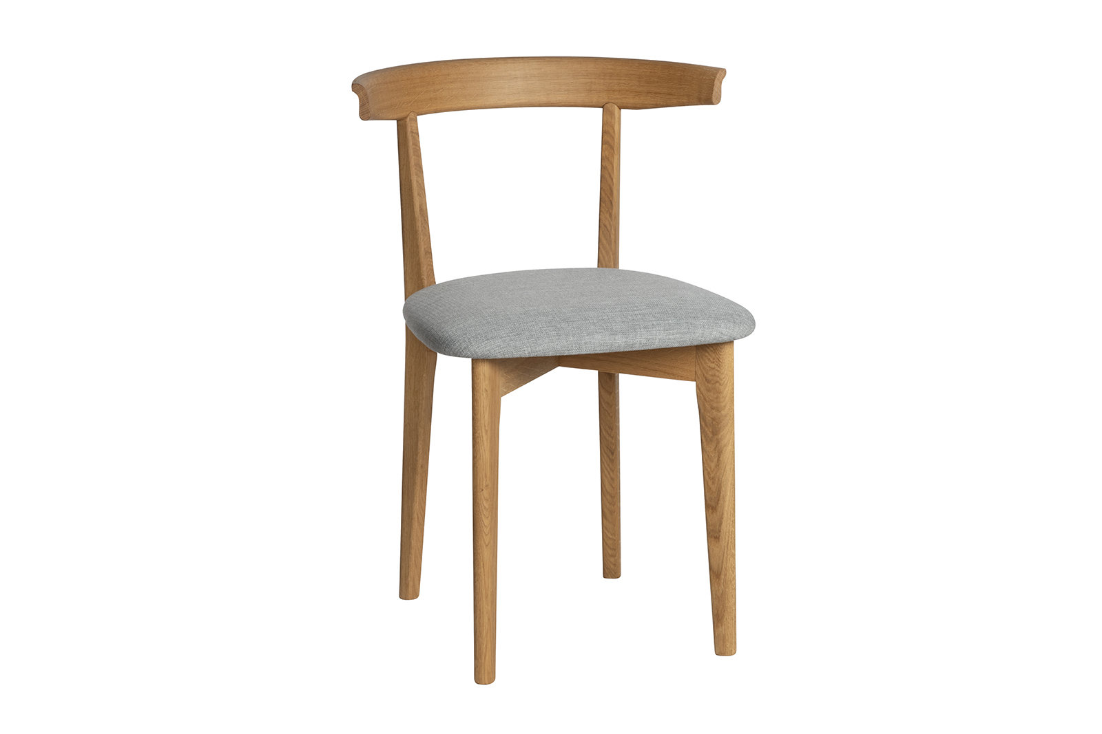 Nord 72 spisestol Oljet heltre eik med sete i lys grå tekstil.