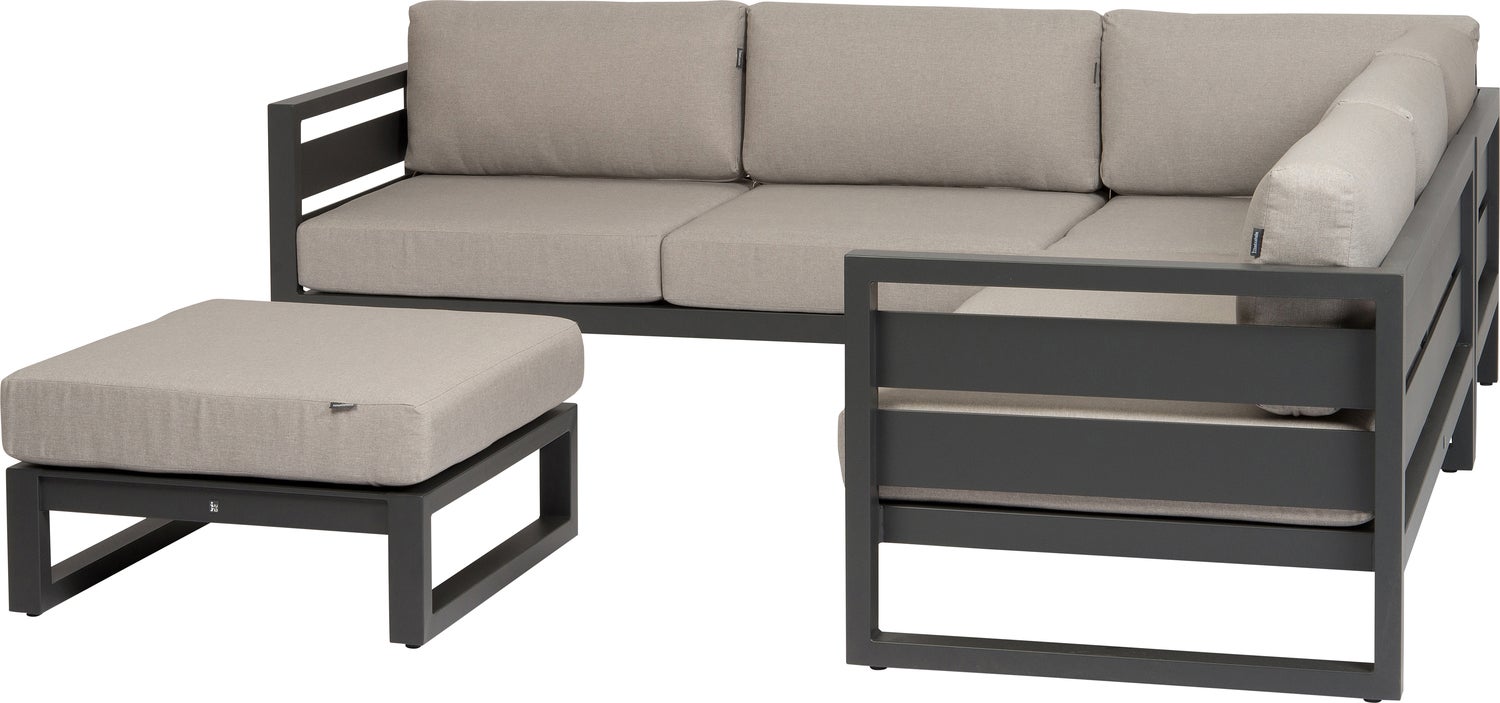 Intratuin 4-zits loungeset met hocker Norma antraciet