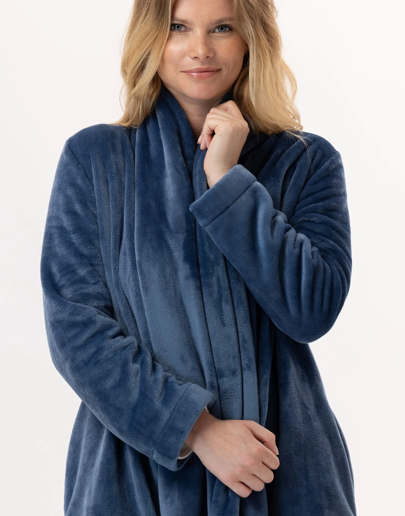 ESSENTIEL 855 - Robe de chambre en peluche flanelle | Bleu