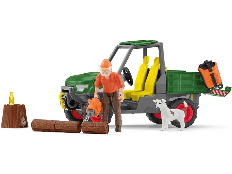 Schleich Spielfigurenset Farm World Waldbauer mit Fahrzeug Traktor-Spielset mit 49 Teilen