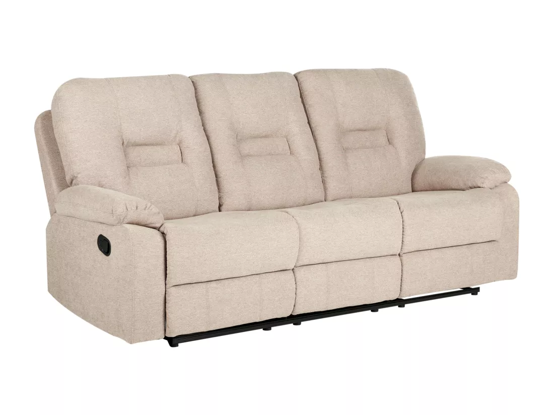 Canapé inclinable manuellement 3 places en tissu beige BERGEN