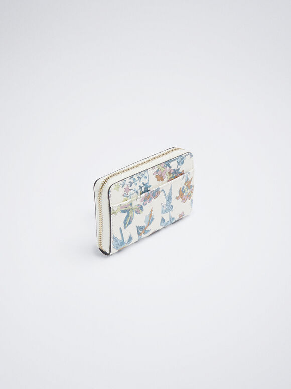 Carteira com estampa floral - Azul