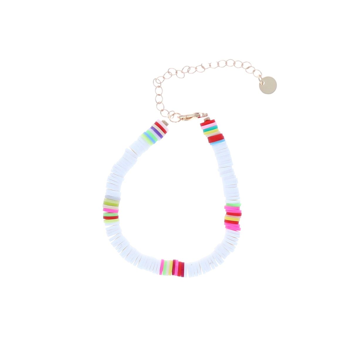 Bracelet surfeur perles de heishi blanc Roodoudou
