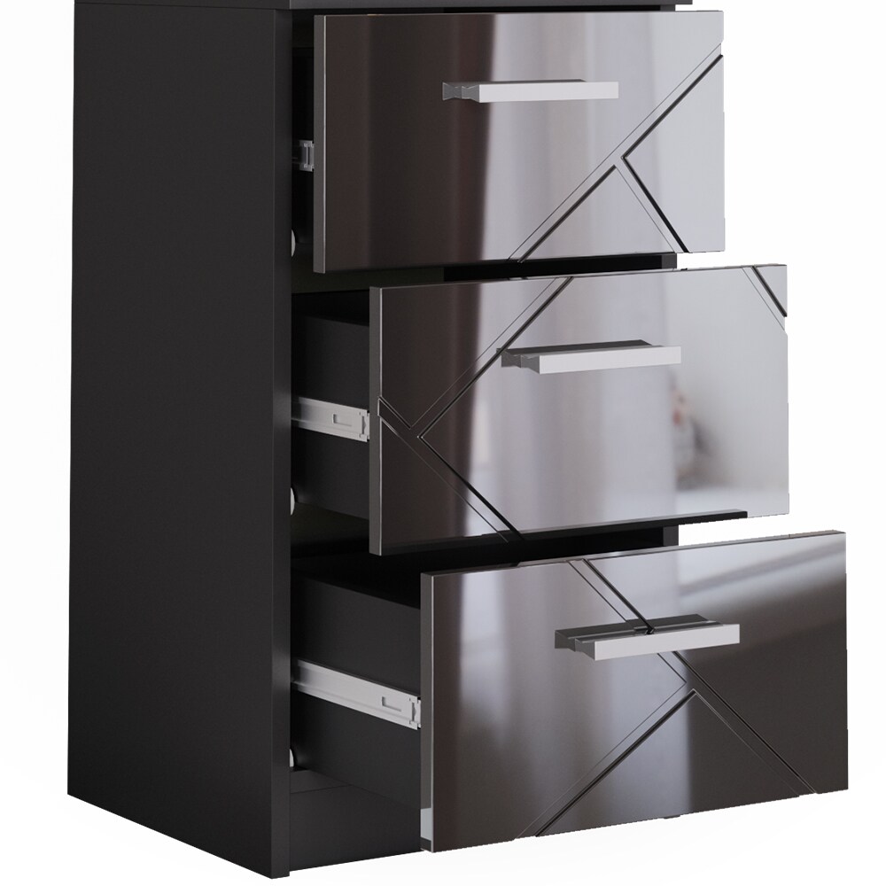 Vicco Nachtkommode Nachttisch Nachtschrank Irma Schwarz Hochglanz 38x66 modern 2er Set Schlafzimmer Schrank Beistellschrank Nachtkonsole Nachttischchen Schrankschublade Schlafzimmermöbel Aufbewahrung