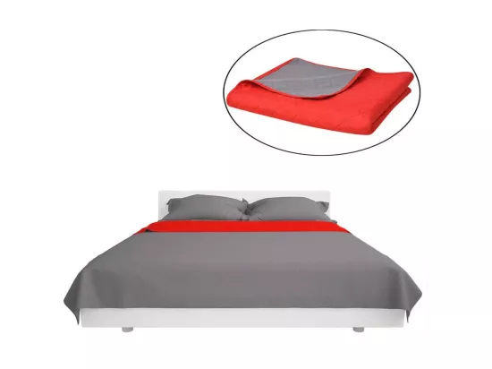 Couvre-lit matelassé double-face Rouge et gris 220x240