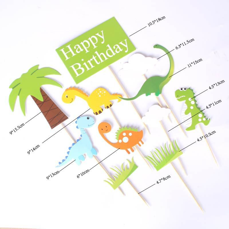 (11-tlg. Set) Kuchenstecker Kinder Tortenstecker Topper Dekoration für Torten / Kuchen - Dinosaurier