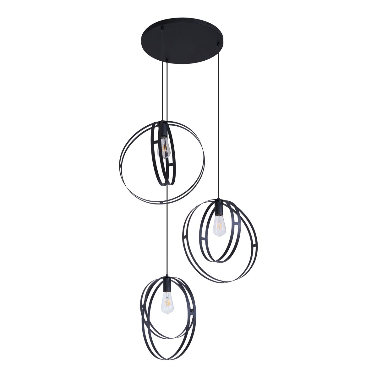 Design hanglamp zwart rond 3-lichts - Indu