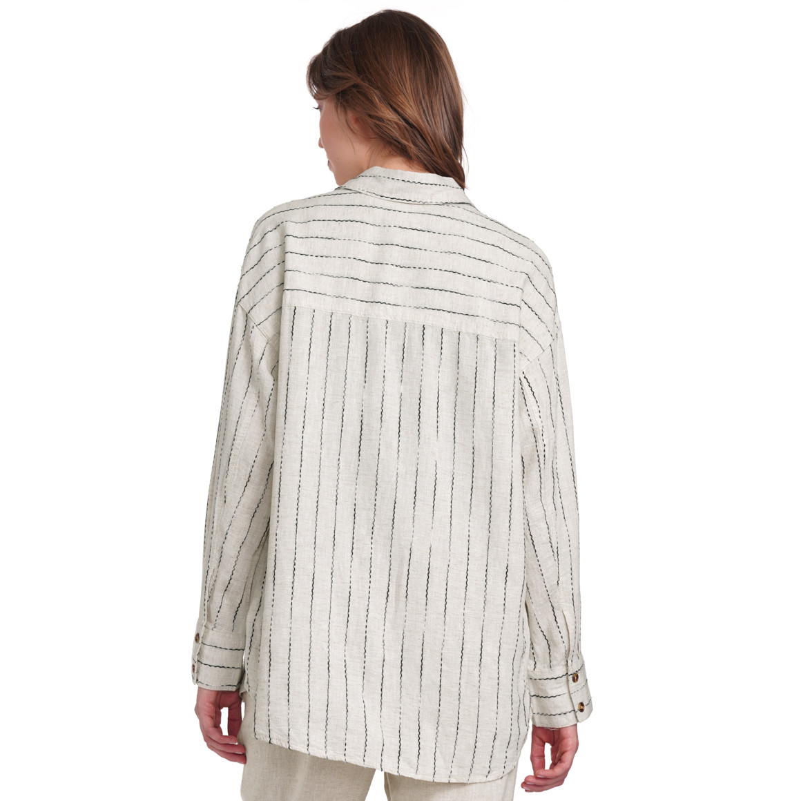 Gina Collection Damen Leinen-Bluse mit Streifen creme