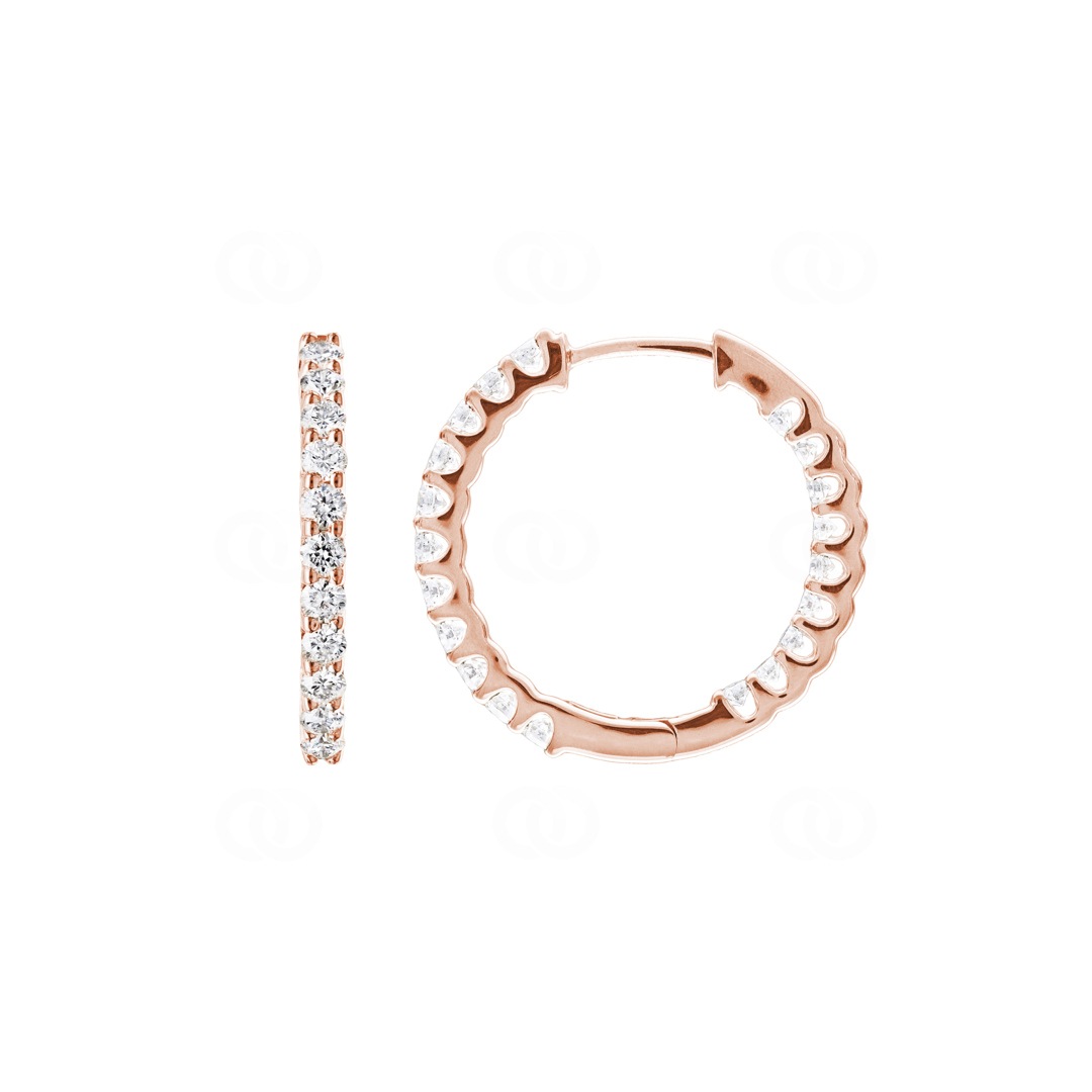 1.00 Karat Diamant-Kreolen 750/18 K Roségold Ø 20mm