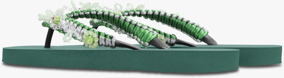 UZURII groene uzurii teenslippers macrame green blossom