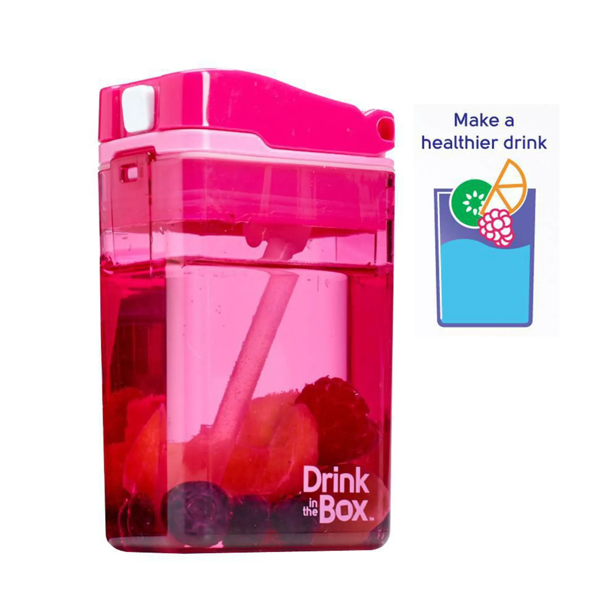 Drink in the Box Contenant avec Paille 8oz- Rose