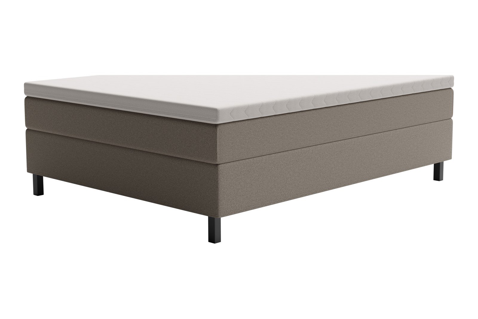 XOV Premium 15 Kontinentalseng 150x200 cm i tekstil copenhagen 803 grå, medium/medium med Premium 15 overmadrass og sort firkantede ben, gavl selges separate