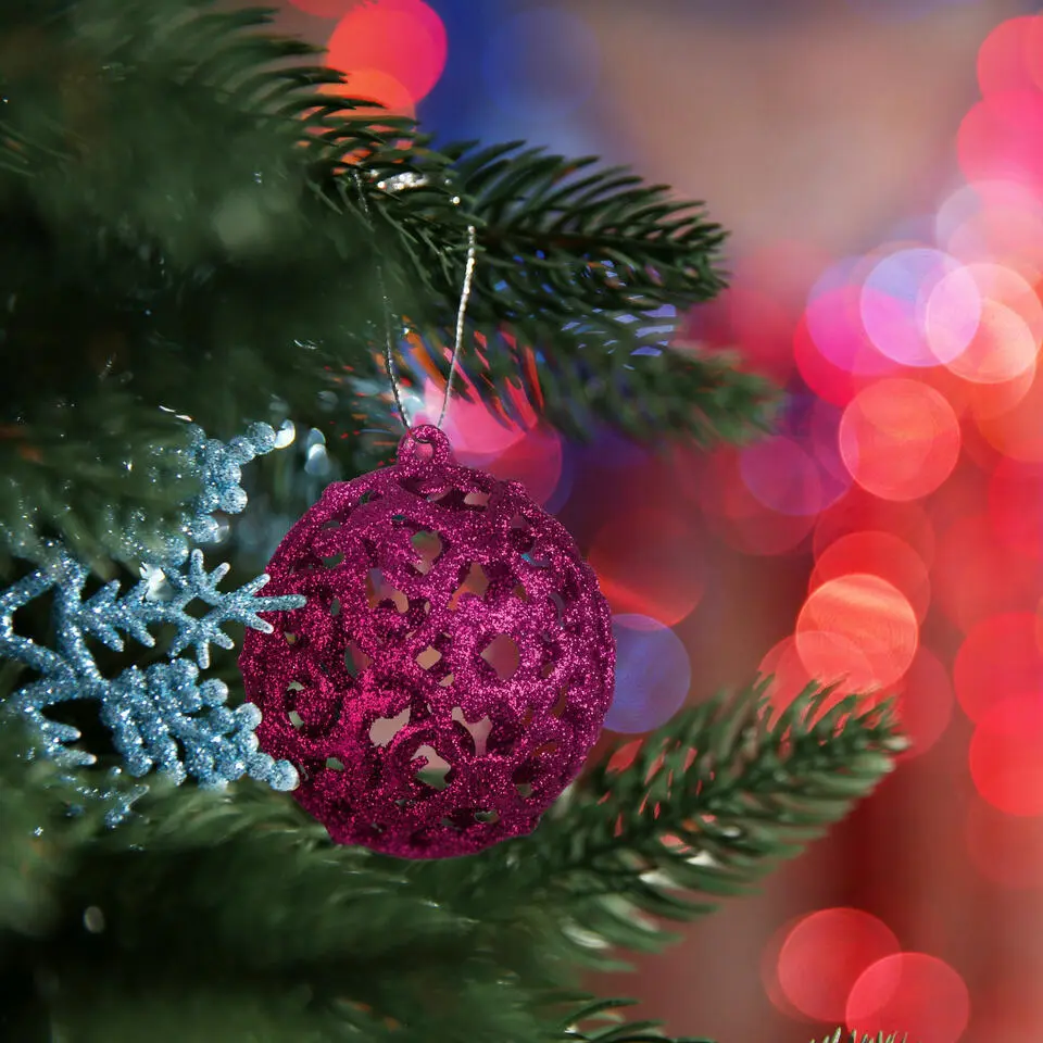 Relaxdays kerstballen - 50x - roze - 3, 4 en 6 cm -kunststof