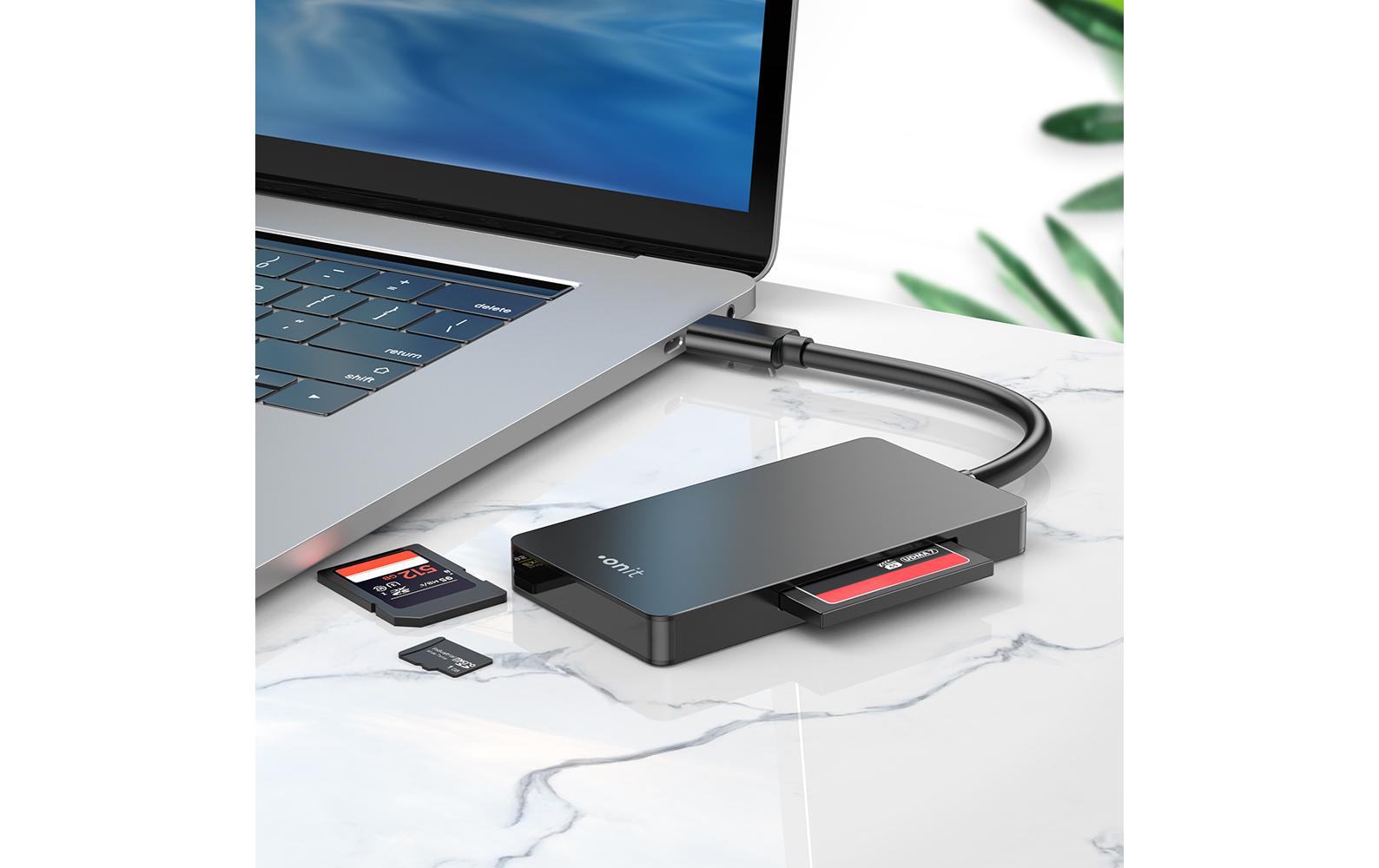 Card Reader Extern Pro USB-C 3-in1Speicherkartenleser mit drei Slots